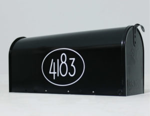Modern Style mailbox numbers white on black