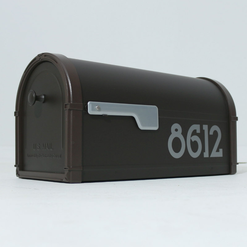 Neo traditional mailbox numbers silver on bronze