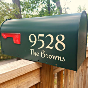 Adhesive mailbox numbers and letters
